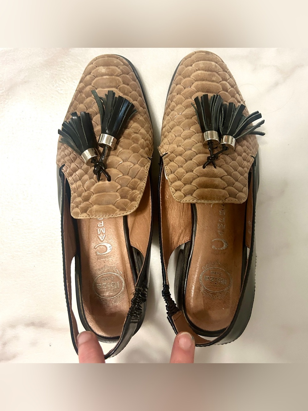Rare Leather Jeffrey Campbell Ibiza Last Tassel Slingback Vintage Loafers • 8.5